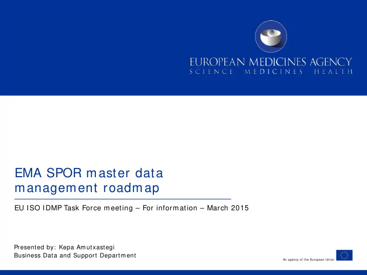 ema spor master data management roadmap