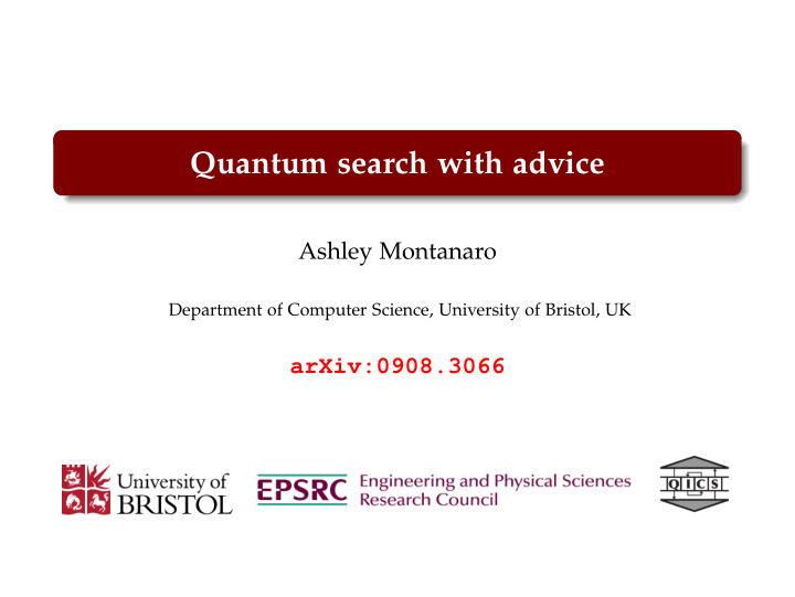 quantum search with advice