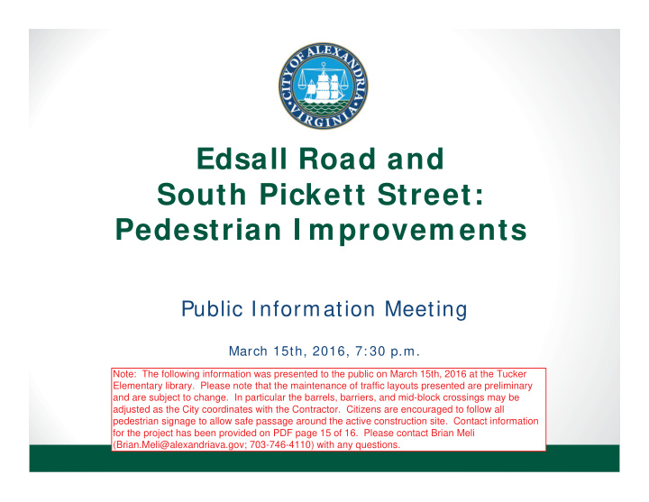 edsall road and south pickett street pedestrian i