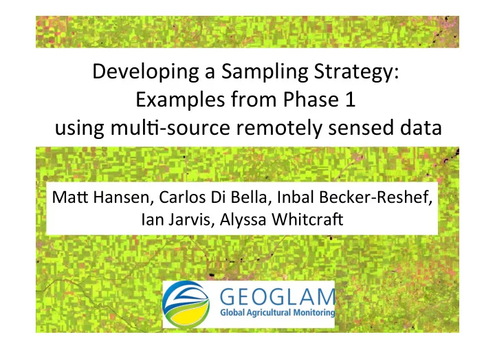 developing a sampling strategy examples from phase 1