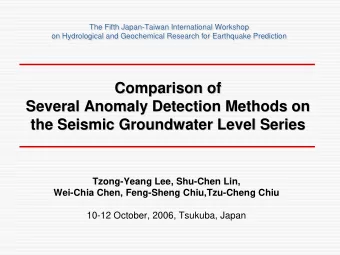 Comparison of  Comparison of  Several Anomaly Detection Methods on  Several Anomaly Detection