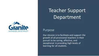 Department  Purpose  Our mission is to facilitate and support the  growth of all provisional