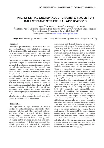 PREFERENTIAL ENERGY ABSORBING INTERFACES FOR  BALLISTIC AND STRUCTURAL APPLICATIONS D. T. Fishpool