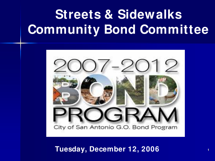 streets sidewalks community bond committee