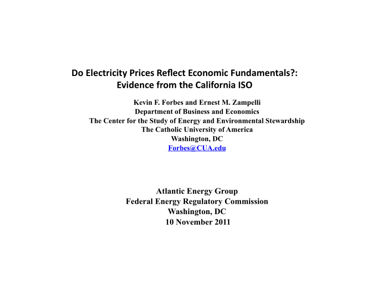 do electricity prices reflect economic fundamentals