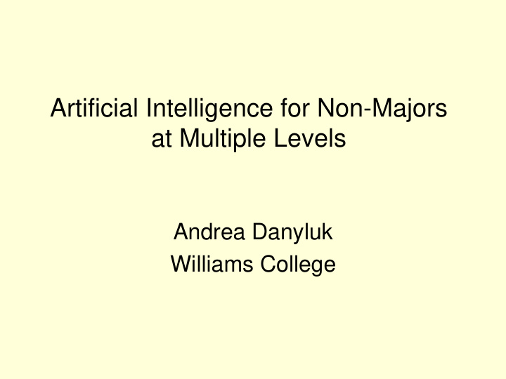 artificial intelligence for non majors