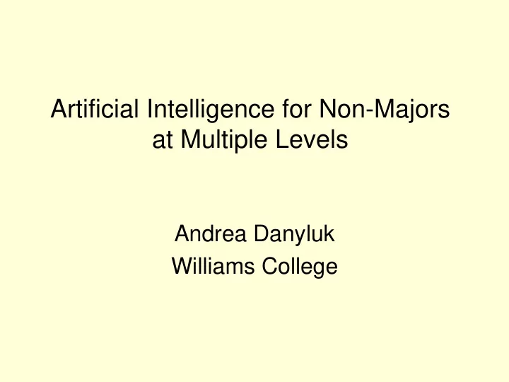 artificial intelligence for non majors