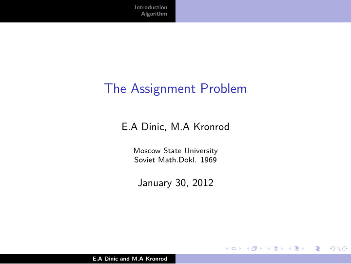 the assignment problem