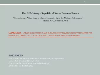 The 2 nd Mekong  Republic of Korea Business Forum  Strengthening Value-Supply Chains