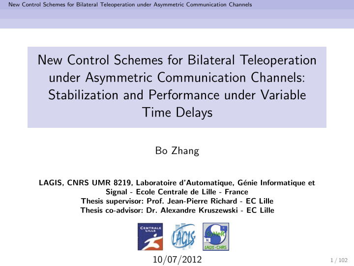 new control schemes for bilateral teleoperation under