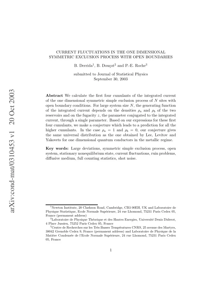 arxiv cond mat 0310453 v1 20 oct 2003