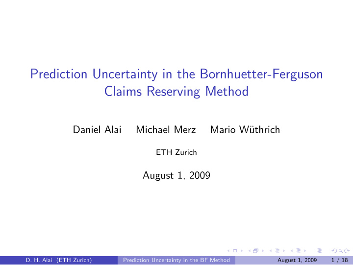 prediction uncertainty in the bornhuetter ferguson claims