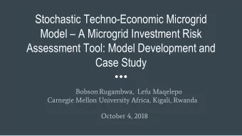 Model  A Microgrid Investment Risk  Assessment Tool: Model Development and  Case Study  Bobson