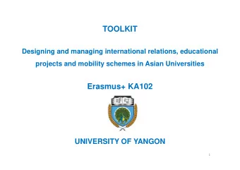 TOOLKIT  Designing and managing international relations, educational  projects and mobility schemes