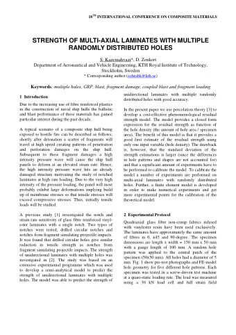 STRENGTH OF MULTI-AXIAL LAMINATES WITH MULTIPLE  RANDOMLY DISTRIBUTED HOLES  S. Kazemahvazi*, D.