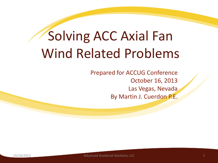 solving acc axial fan wind related problems