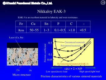 Nikkaloy EAK-3  EAK-3 is an excellent material in lubricity and were resistance.  Fe  Cu  Sn  P  C