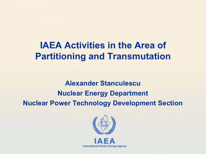 iaea activities in the area of partitioning and