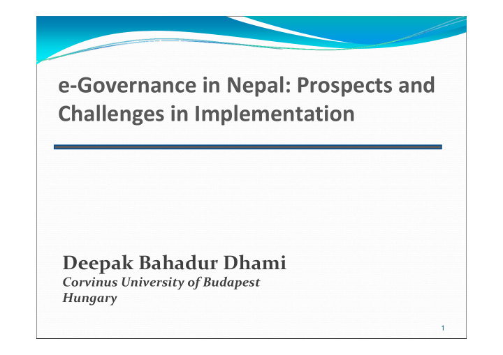 e governance in nepal prospects and challenges in