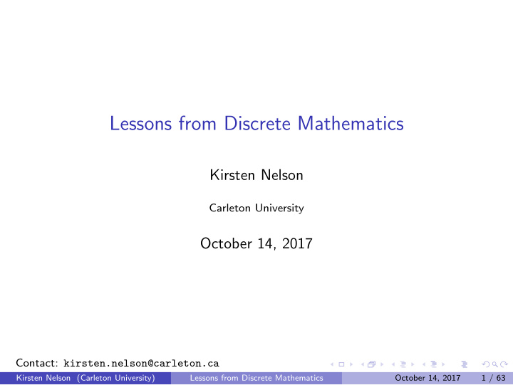 lessons from discrete mathematics