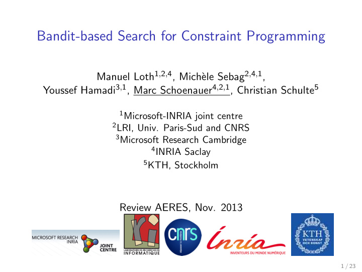 bandit based search for constraint programming