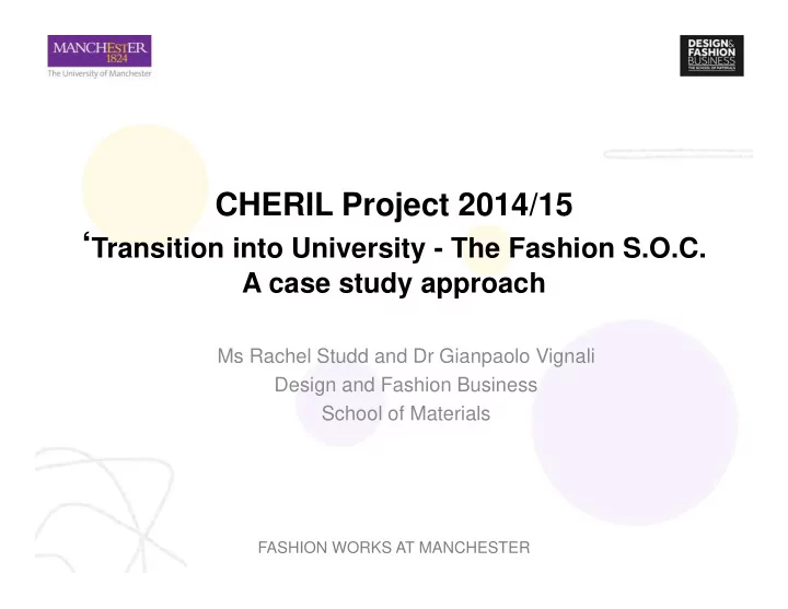 fashion works at manchester outline