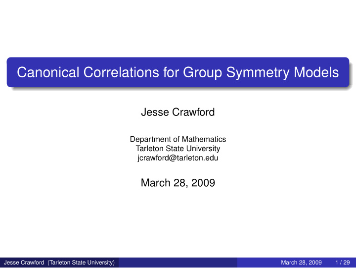 canonical correlations for group symmetry models