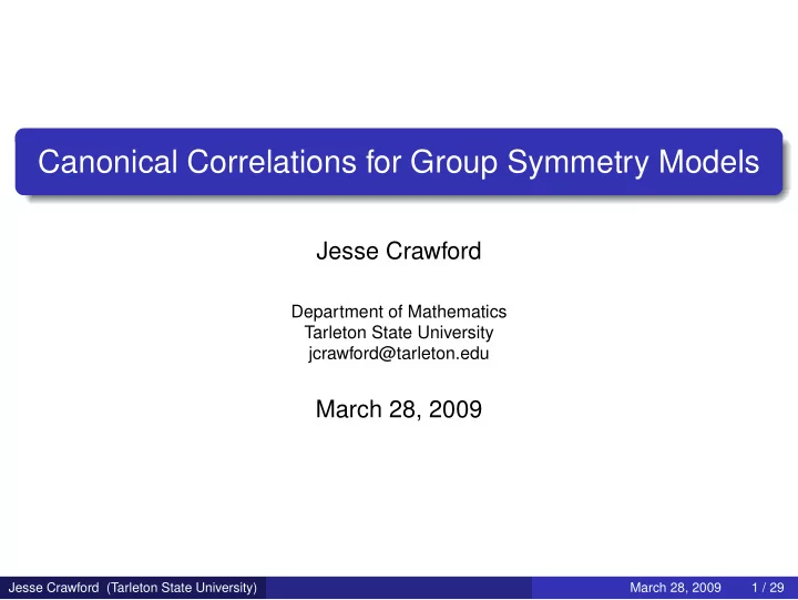 canonical correlations for group symmetry models