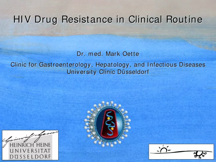 hiv drug resistance resistance in in clinical clinical