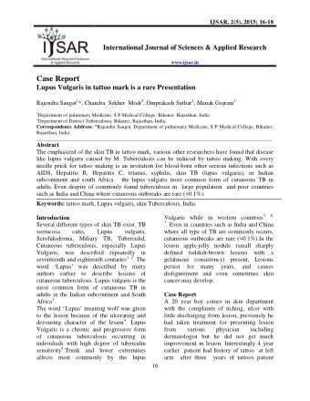 Case Report  Lupus Vulgaris in tattoo mark is a rare Presentation Rajendra Saugat 1 *, Chandra