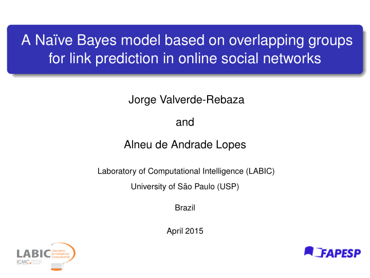 a na ve bayes model based on overlapping groups for link