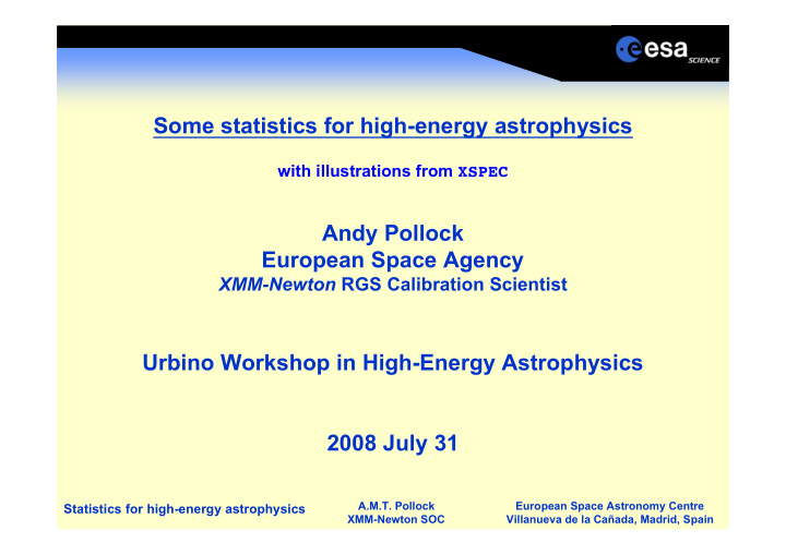 some statistics for high energy astrophysics