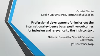 international evidence base, positive outcomes  for inclusion and relevance to the Irish context