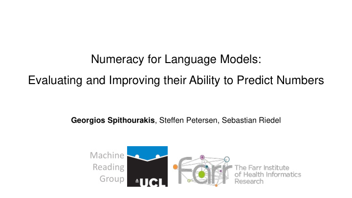 numeracy for language models evaluating and improving