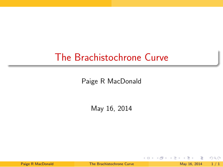 the brachistochrone curve