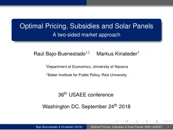 Optimal Pricing, Subsidies and Solar Panels  A two-sided market approach Ral Bajo-Buenestado 12