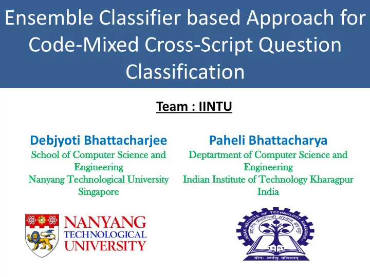ensemble classifier based approach for