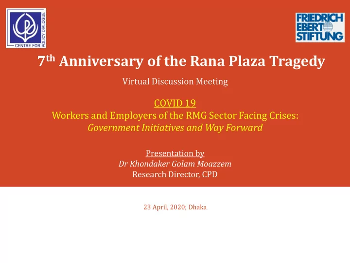7 th anniversary of the rana plaza tragedy