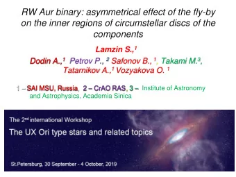 on the inner regions of circumstellar discs of the  components Lamzin S., 1 Dodin A., 1 Petrov P.,