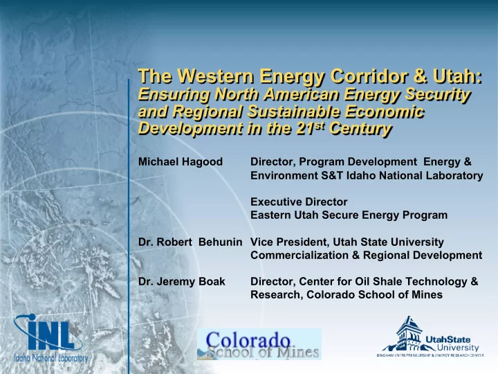 the western energy corridor utah