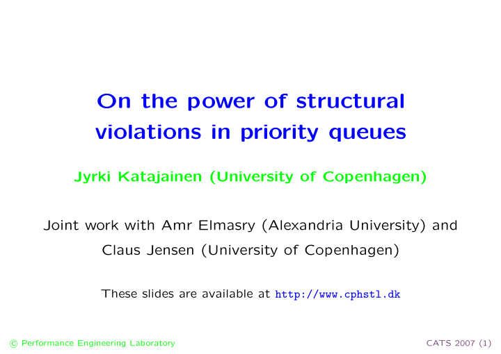 on the power of structural violations in priority queues
