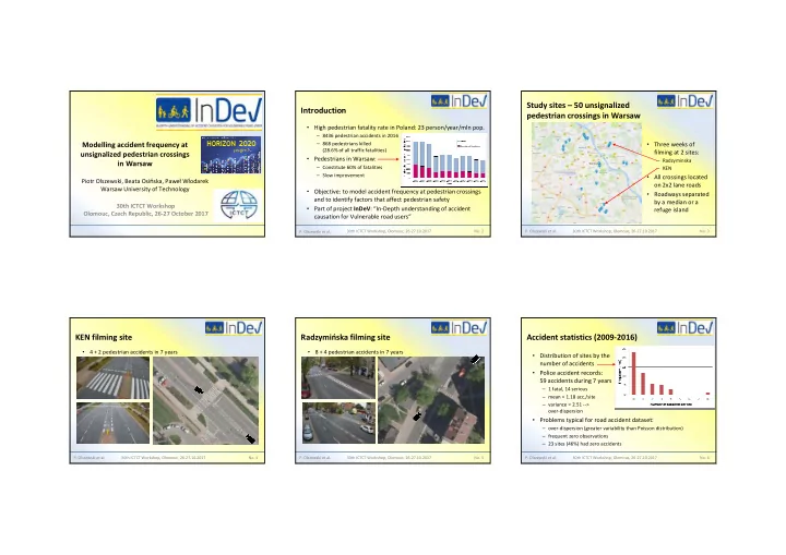 study sites 50 unsignalized introduction pedestrian