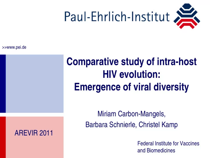 comparative study of intra host hiv evolution emergence