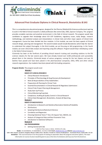 This is a comprehensive educational program, designed for the Pharma /Medical/Life Sciences