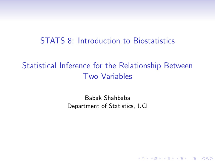 stats 8 introduction to biostatistics statistical