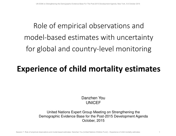 experience of child mortality estimates