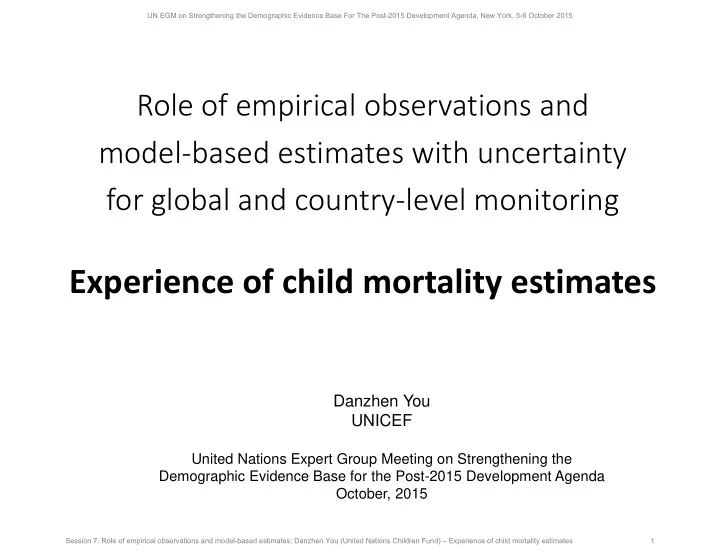 experience of child mortality estimates