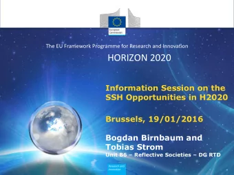 The EU Framework Programme for Research and Innovation  HORIZON 2020  Information Session on the