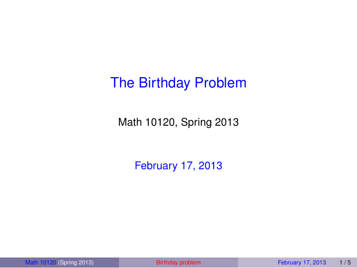 the birthday problem