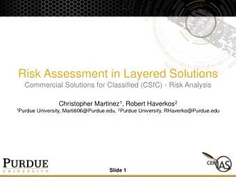 Risk Assessment in Layered Solutions  Commercial Solutions for Classified (CSfC) - Risk Analysis